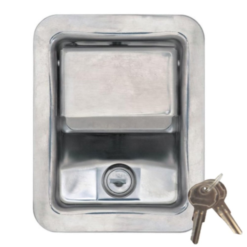 Buyers Products L3885RLS Stainless Steel Rotary Single Point Paddle Latch, 1/2 Inch Striker, Locking Tool Box Latch for Utility Boxes, Tack Boxes & More