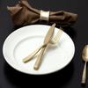 Fortessa Lucca Faceted 18/10 Stainless Steel Flatware, 5 Piece Place Setting, Service for 1, Brushed Gold view 2