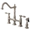 Kingston Brass KS1278TALBS Tudor 8 Inch Center Kitchen Faucet With Brass Sprayer, Brushed Nickel, 8-3/4 inch in Spout Reach, Brushed Nickel view 1