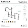 Kingston Brass KS1278TALBS Tudor 8 Inch Center Kitchen Faucet With Brass Sprayer, Brushed Nickel, 8-3/4 inch in Spout Reach, Brushed Nickel view 4