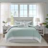 Harbor House 100% Cotton Duvet Cover, Jacquard Coastal Coral Duvet Cover Set  Light Weight Bed Comforter Covers, Coastline Blue King/Cal King (106"x90") 3 Piece view 1