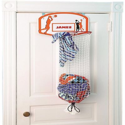 Etna Over the Door Basketball Laundry Hamper - Space Saving Hanging Hamper with Metal Ring, Backboard, Drawstring Bag - Fun Laundry Solution for Kids Room, Dorm Rooms, Dunk Away Dirty Laundry