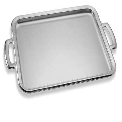 Motta Stainless Steel Rectangular Tray with Handles, 19.1 by 11.8-Inch, Europa