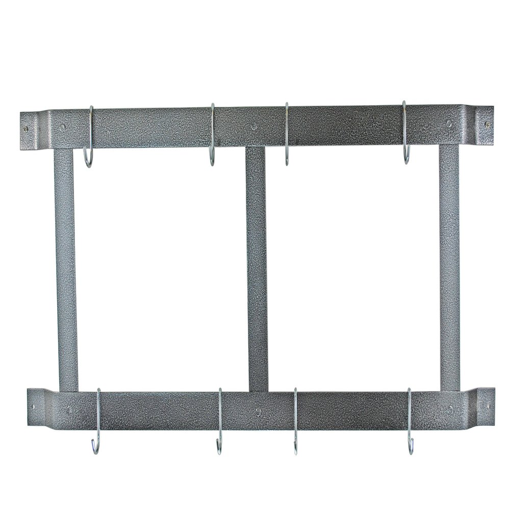 Rogar 1901 Ultimate Wall Mounted Pot Rack in Hammered Steel/Chrome