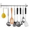Kitchen Sliding Hooks, Stainless Steel Hanging Rack Rail Organize Kitchen Tools with 10 Utensil Removable S Hooks for Towel, Pot Pan, Spoon, Coats, Bathrobe, BBQ,Wall Mounted Hanger view 1