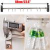 Kitchen Sliding Hooks, Stainless Steel Hanging Rack Rail Organize Kitchen Tools with 10 Utensil Removable S Hooks for Towel, Pot Pan, Spoon, Coats, Bathrobe, BBQ,Wall Mounted Hanger view 3