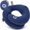 BCOZZY Travel Neck Pillow for Airplane  Patented Double Support for Head, Neck, and Chin. Best for Long Flights, Plane Sleeping, and Car Rides. Adjustable Size. Fully Washable. Carry Bag. Large, Navy view 1
