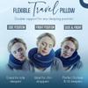 BCOZZY Travel Neck Pillow for Airplane  Patented Double Support for Head, Neck, and Chin. Best for Long Flights, Plane Sleeping, and Car Rides. Adjustable Size. Fully Washable. Carry Bag. Large, Navy view 2