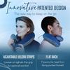 BCOZZY Travel Neck Pillow for Airplane  Patented Double Support for Head, Neck, and Chin. Best for Long Flights, Plane Sleeping, and Car Rides. Adjustable Size. Fully Washable. Carry Bag. Large, Navy view 3