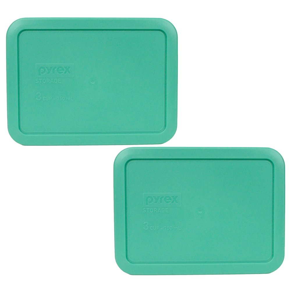 Pyrex 7210-PC 3-Cup Light Green Food Storage Replacement Lid (2-Pack) - Made in USA