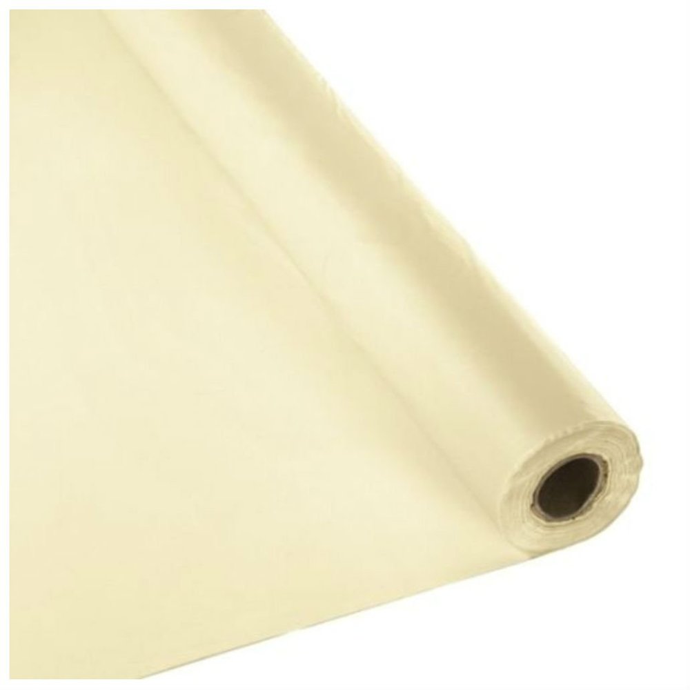 Plastic Banquet Party Table Cover Roll - 40" x 300 Feet - Disposable Tablecloths (IVORY)