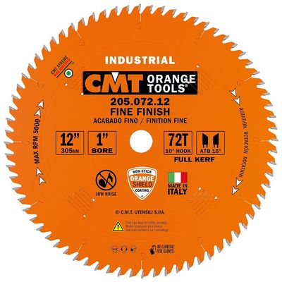 CMT 205.072.12 Industrial Cut-Off ATB Saw Blade with 12-Inch by 72 Teeth and 1-Inch Bore, PTFE-Coated