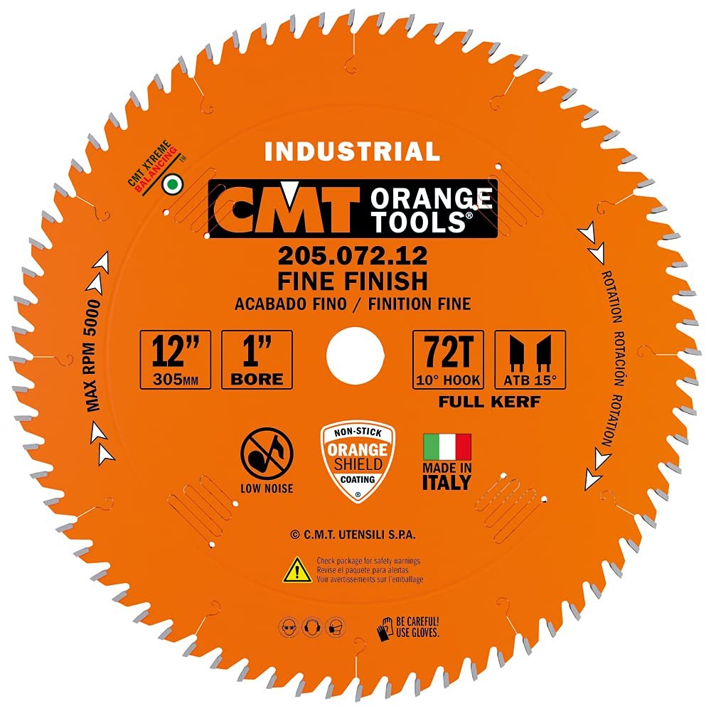 CMT 205.072.12 Industrial Cut-Off ATB Saw Blade with 12-Inch by 72 Teeth and 1-Inch Bore, PTFE-Coated