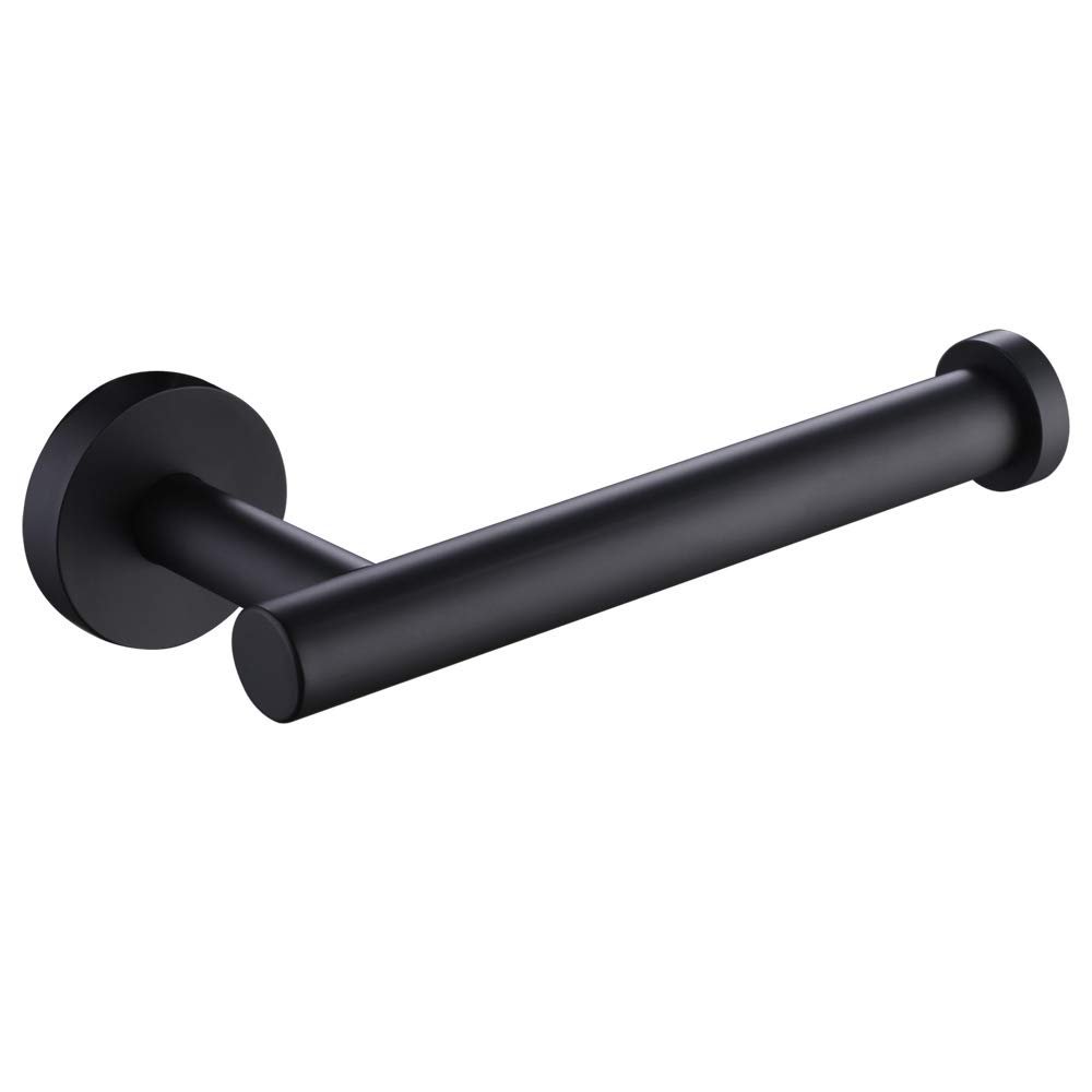 APLusee Matte Black Toilet Paper Holder, Stainless Steel Tissue Roll Hanger, Round TP Dispenser Wall Mount for Bathroom, Kitchen, Washroom