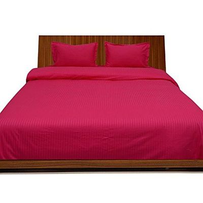 LaxLinen 600 Thread Count 3PC Duvet Sets Full/Double Bed Size, Hot Pink Stripe 100% Egyptian Cotton