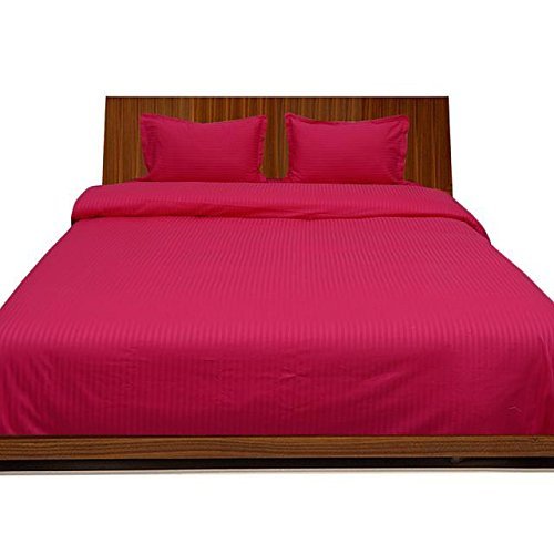 LaxLinen 600 Thread Count 3PC Duvet Sets Full/Double Bed Size, Hot Pink Stripe 100% Egyptian Cotton