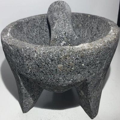Made in Mexico Piedra Negra Black Stone Genuine Mexican Manual Guacamole Salsa Maker Volcanic Lava Rock Molcajete/Tejolote Mortar and Pestle Herbs Spices Grains 7" Large