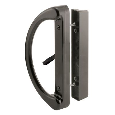 Prime-Line C 1224 Sliding Patio Door Handle Set - Replace Old or Damaged Door Handles Quickly and Easily  Black Diecast, Mortise Style, Non-Keyed, Fits 3-15/16 Hole Spacing (1 Set)