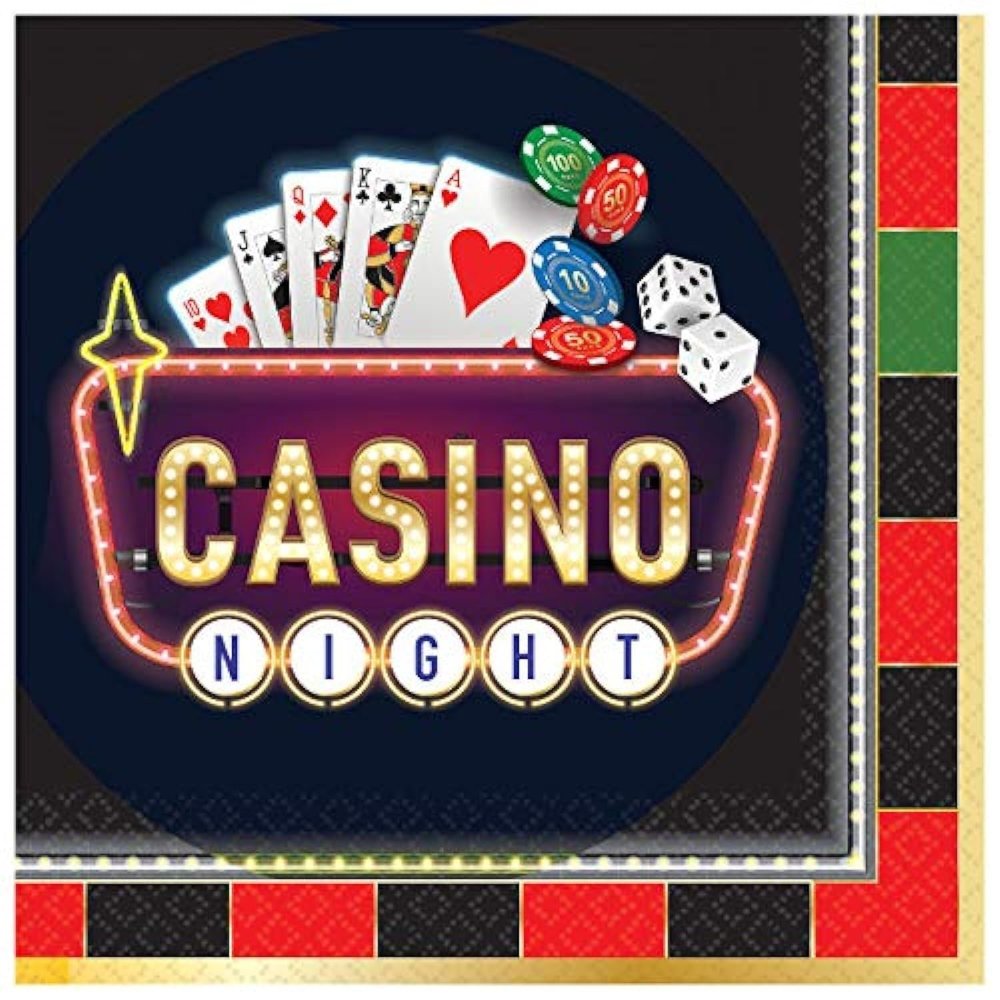 Multicolored Roll The Dice Luncheon Napkins, 6.5" (16-Pack) - Casino-Themed Party Napkins, Perfect for Game Nights & Friendly Gatherings