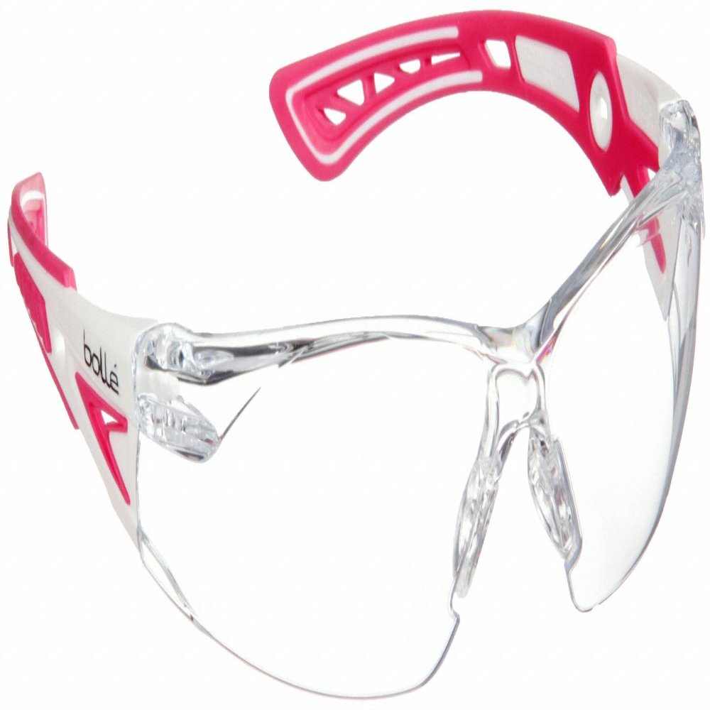 Bolle Safety Bolle Boll Safety 40254, Rush+ Small Safety Glasses Platinum, Pink & White Frame, Clear Lenses