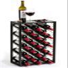Mango Steam 23 Bottle Black Wine Rack with Glass Top Shelf, Free Standing for Home, Kitchen and Bar view 1