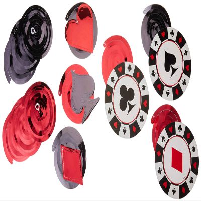 Multicolor Casino Foil Swirl Decorations - Pack of 12 (5" & 7") - Perfect for Casino Themed Parties, Poker Nights & Game Events
