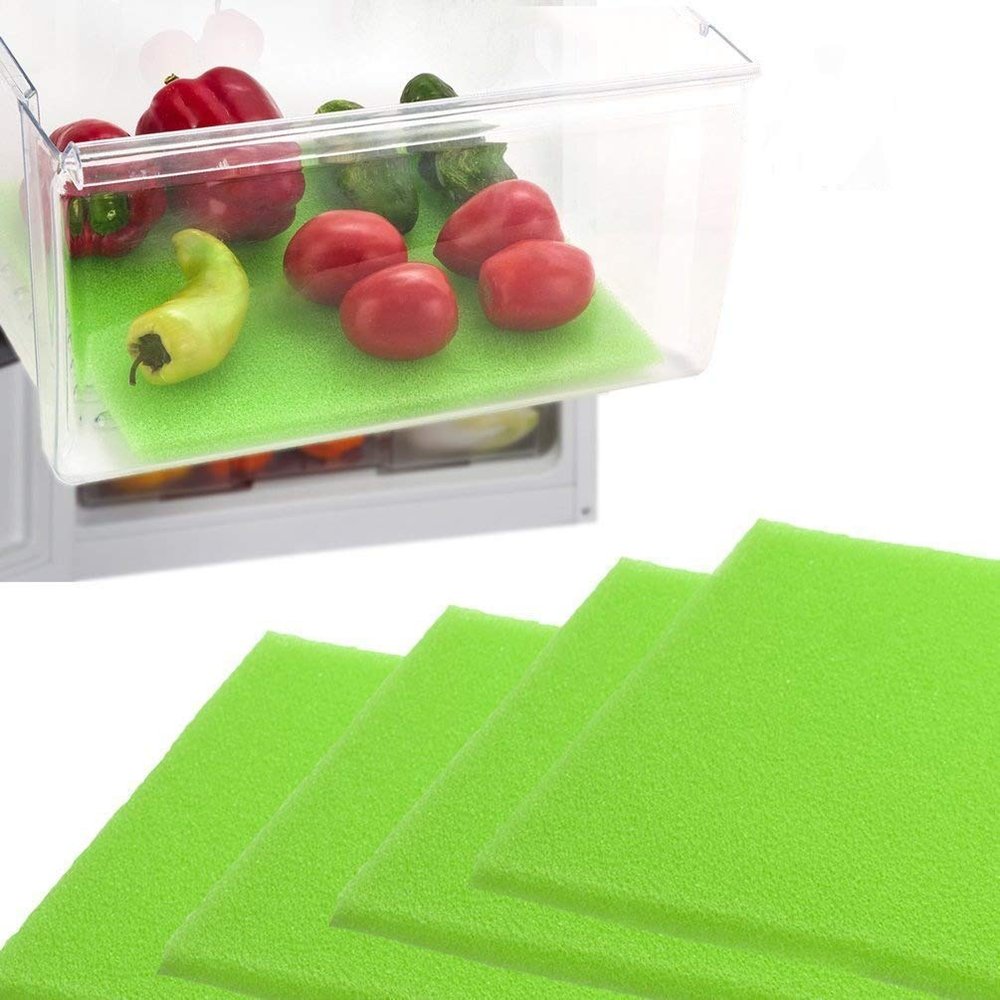 Dualplex Fruit & Veggie Life Extender Liner for Fridge Refrigerator Drawers, 12x15 Inches (4 Pack) Extends The Life of Your Produce & Prevents Spoilage