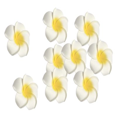 Healthcom 100 Pcs 2.4 Inch White Artificial Plumeria Rubra Hawaiian Flower Petals Hair Hat Wreath Floral Premium Hawaiian Foam Frangipani Flowers for DIY Home Beach Wedding Party Decoration