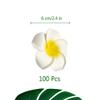 Healthcom 100 Pcs 2.4 Inch White Artificial Plumeria Rubra Hawaiian Flower Petals Hair Hat Wreath Floral Premium Hawaiian Foam Frangipani Flowers for DIY Home Beach Wedding Party Decoration view 2