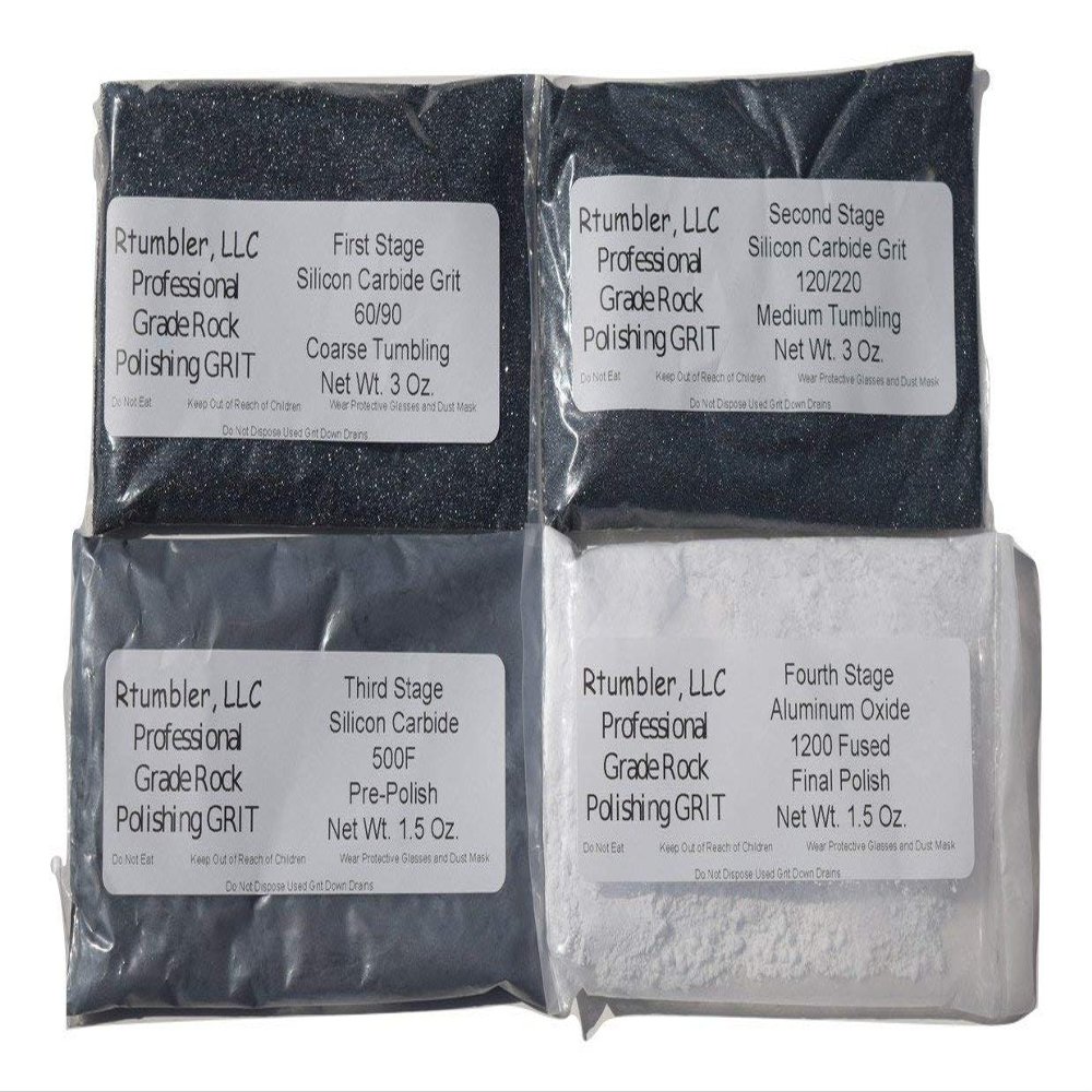 Rock Tumbler Grit for 3 Pound Tumbler by RTumbler Professional Grade Rock Polishing Grit
