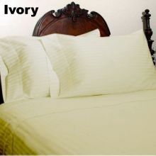 100% Egyptian Cotton King Size Ivory Stripe Sheet Set in 1000 Thread Count