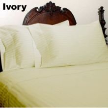 100% Egyptian Cotton King Size Ivory Stripe Sheet Set in 1000 Thread Count