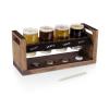 PICNIC TIME Craft Beer Flight Beverage Sampler, Beer Glasses Set, Gifts for Men, Bar Glasses Drinking Set with Carry Handles, Hollowed Areas, and Chalkboard Panel for Home and Bar, (Acacia Wood) view 1