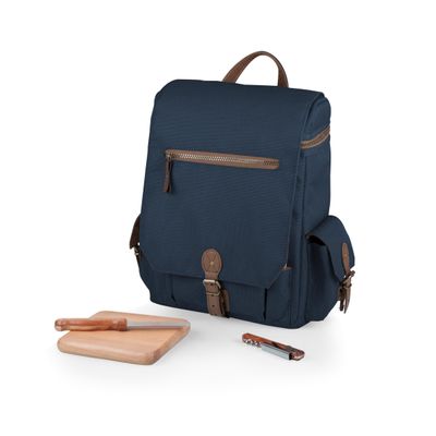 LEGACY - a Picnic Time brand Moreno 3-Bottle Wine & Cheese Tote, Padded Wine Carry Tote Bag with Handle and Adjustable Shoulder Strap, (Navy Blue)