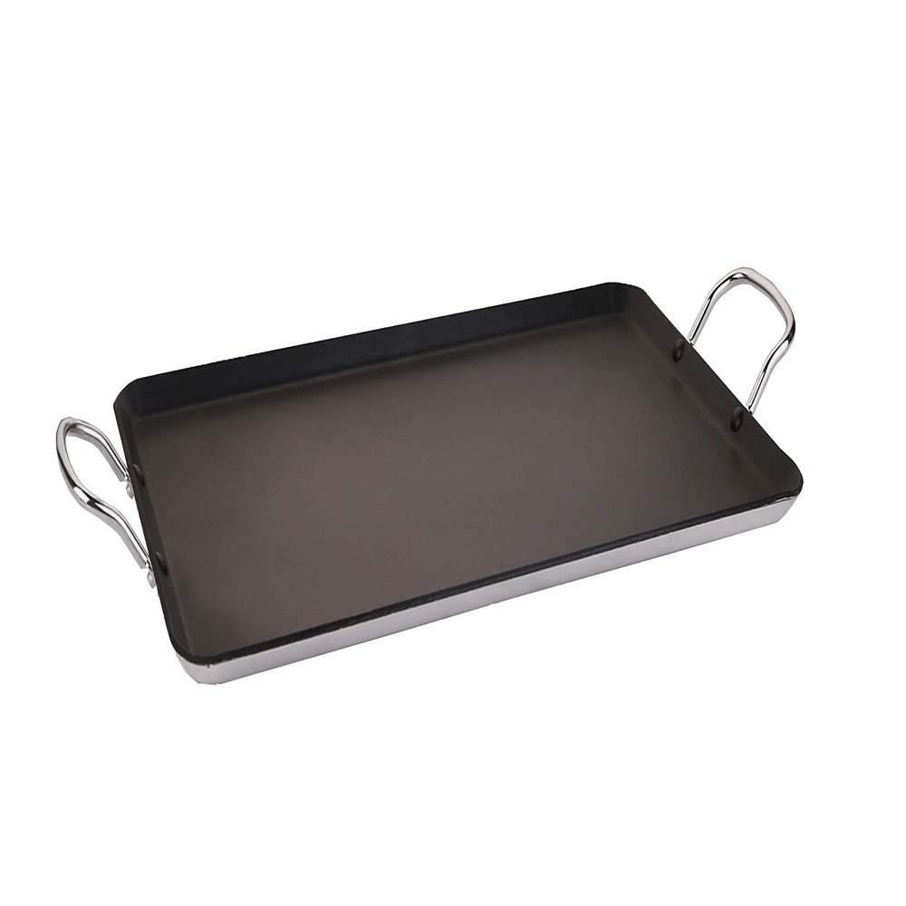 Uniware Large 4 mm Non-Stick Heavy Gauge Double Griddle,19 x 11.6 Inch, Black