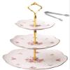 Jusalpha Elegant Embossed 3-tier Ceramic Cake Stand- Cupcake Stand- Tea Party Pastry Serving Platter in Gift Box and a Free Sugar Tong (FL-Stand 03) view 1