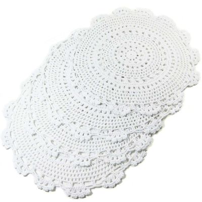 kilofly Handmade Crochet Round Cotton Lace Table Placemats Doilies Value Pack [Set of 4], Medallion, 13x13 inch, White
