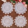 kilofly Handmade Crochet Round Cotton Lace Table Placemats Doilies Value Pack [Set of 4], Medallion, 13x13 inch, White view 2
