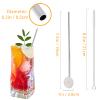 kilofly 12 pcs Bar Spoon Straws Reusable Stainless Steel Long Handle + 2 Cleaning Brushes view 2