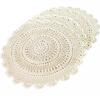 kilofly Handmade Crochet Round Cotton Lace Table Placemats Doilies Value Pack [Set of 4], Medallion,17 inch, Beige view 1