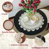 kilofly Handmade Crochet Round Cotton Lace Table Placemats Doilies Value Pack [Set of 4], Medallion,17 inch, Beige view 4