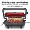 Hamilton Beach Panini Press Sandwich Maker & Electric Indoor Grill with Locking Lid, Opens Wide to Fit Any Thickness for Quesadillas, Burgers & More, Nonstick 8" x 10" Grids, Red (25462Z) view 4