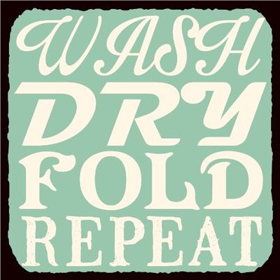 Wash Dry Fold Repeat Vintage Metal Art Laundry Room Sign
