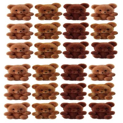 Factory Direct Craft Package of 24 Sitting Assorted Brown Flocked Miniature Bears - Tiny Bear Shaped Figurines (Size: 1 inch)