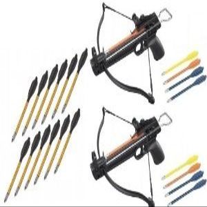 2 Pack 50 Lb Crossbow Gun Pistol Archery Crossbow w/ Arrows+12 Metal Tip Arrows