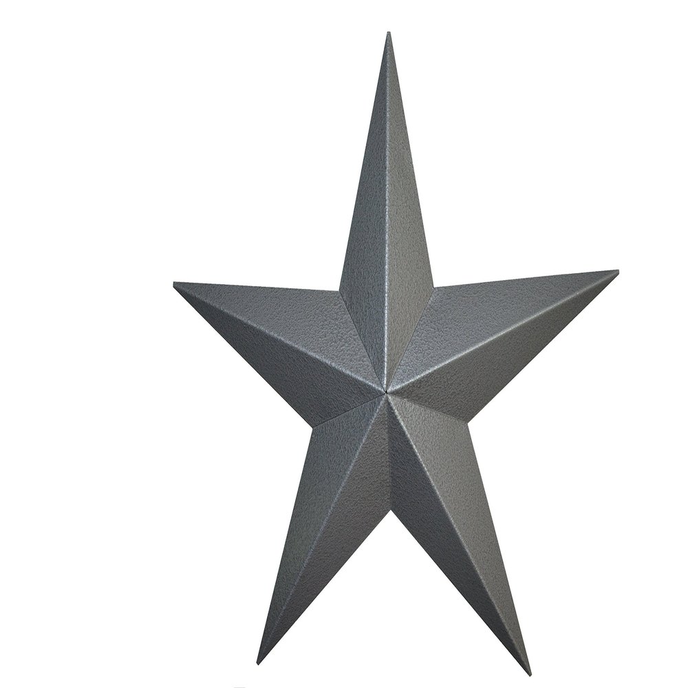 AMISH WARES 53 Inch Heavy Duty Metal Barn Star Painted Hammered Silver.