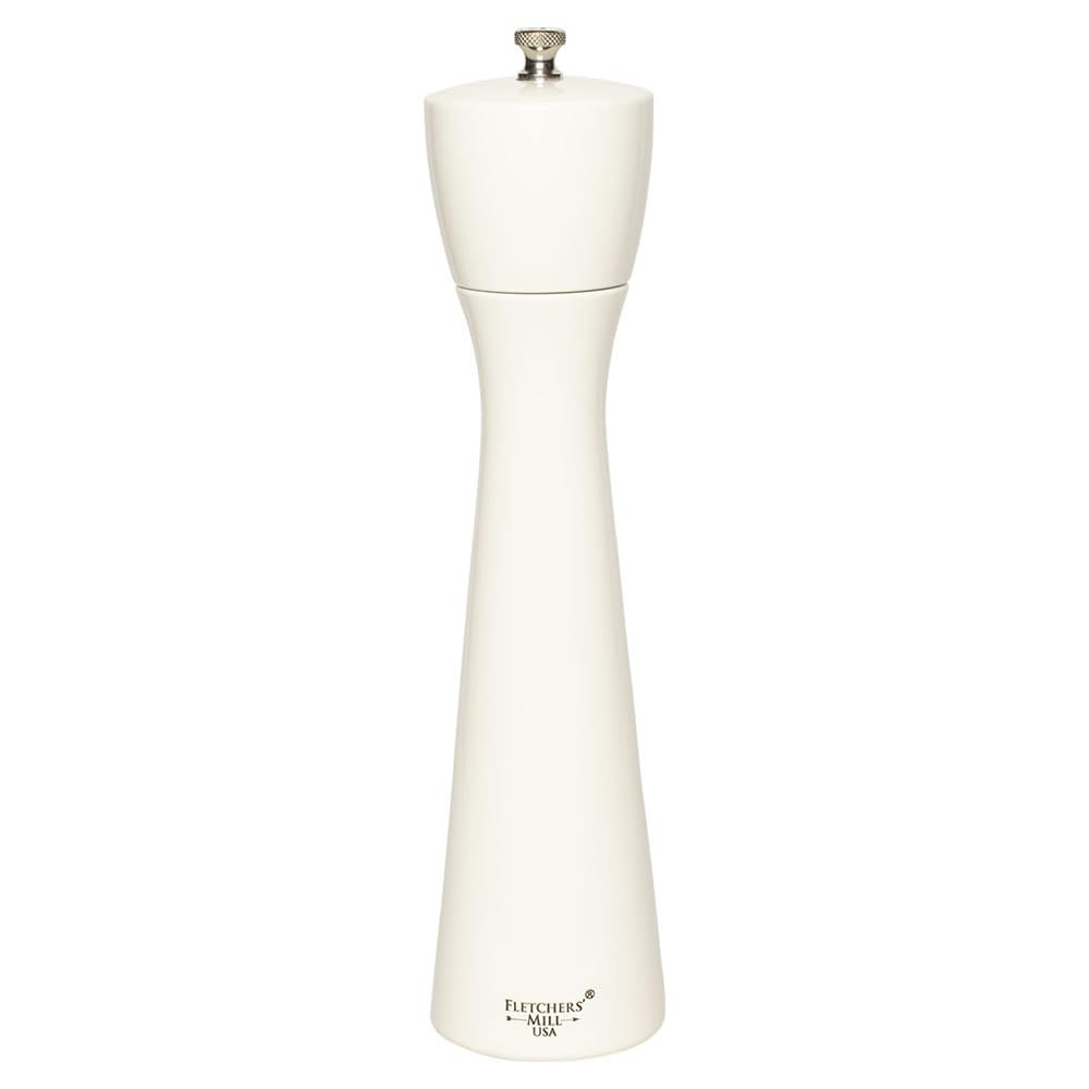 Fletchers' Mill Tronco Salt Mill, White - 10 Inch, Adjustable Coarseness Fine to Coarse, MADE IN U.S.A.