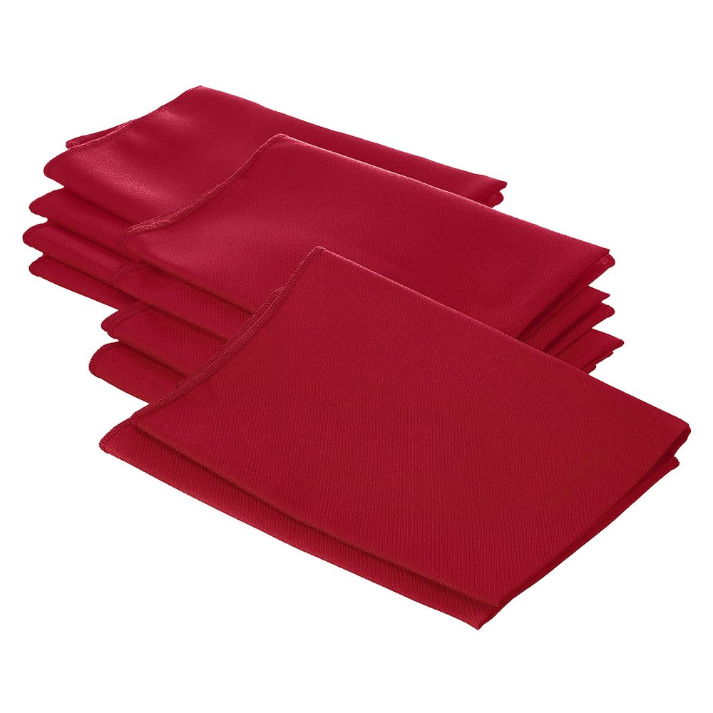 LA Linen 10-Pack Poly Poplin Napkin, Soft Cloth Napkins, Washable Reusable Napkins, Stain and Wrinkle Resistance Table Napkins for Dinner, Wedding, Parties, 18 by 18-Inch, Red