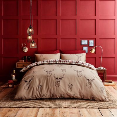 Catherine Lansfield Easy Care Cotton Rich Stag Reversible King Duvet Set