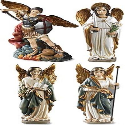 Archangel Saint St Michael Gabriel Uriel Raphael Figurines 4 Piece Statue SET Chapel Decoration